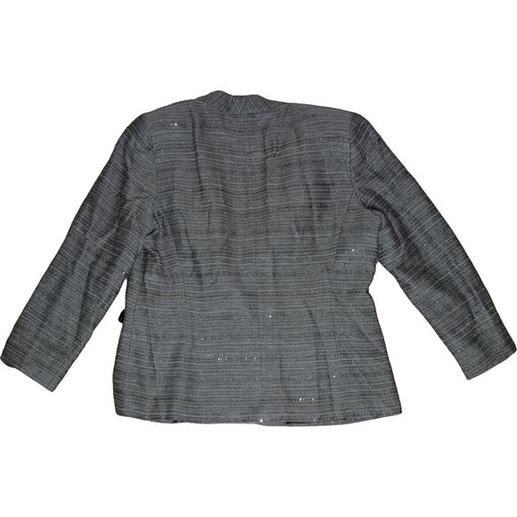 Lafayette 148 New York Charcoal Textured Tweed Blazer Subtle Sequin Fleck Sz 16 - Picture 4 of 12